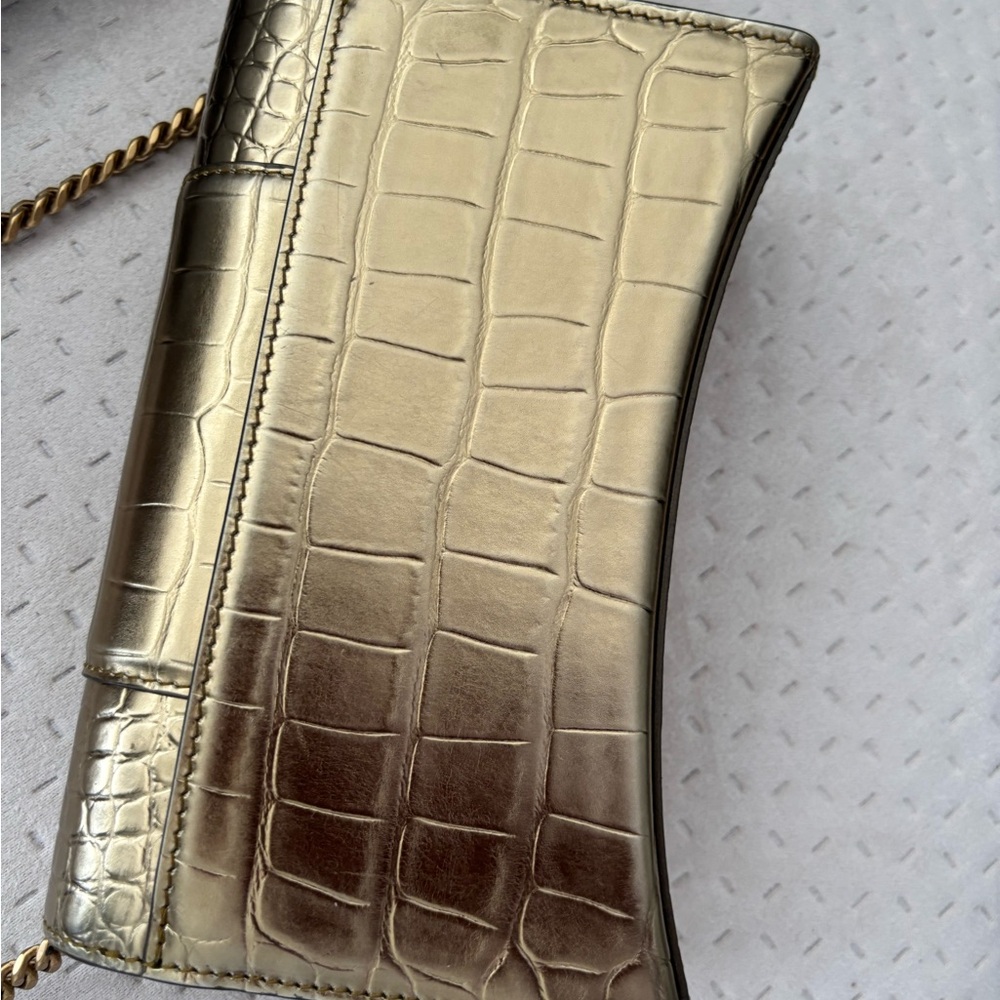 BALENCIAGA Gold Croc-Embossed Wallet on Chain Bag - Picture 7 of 7